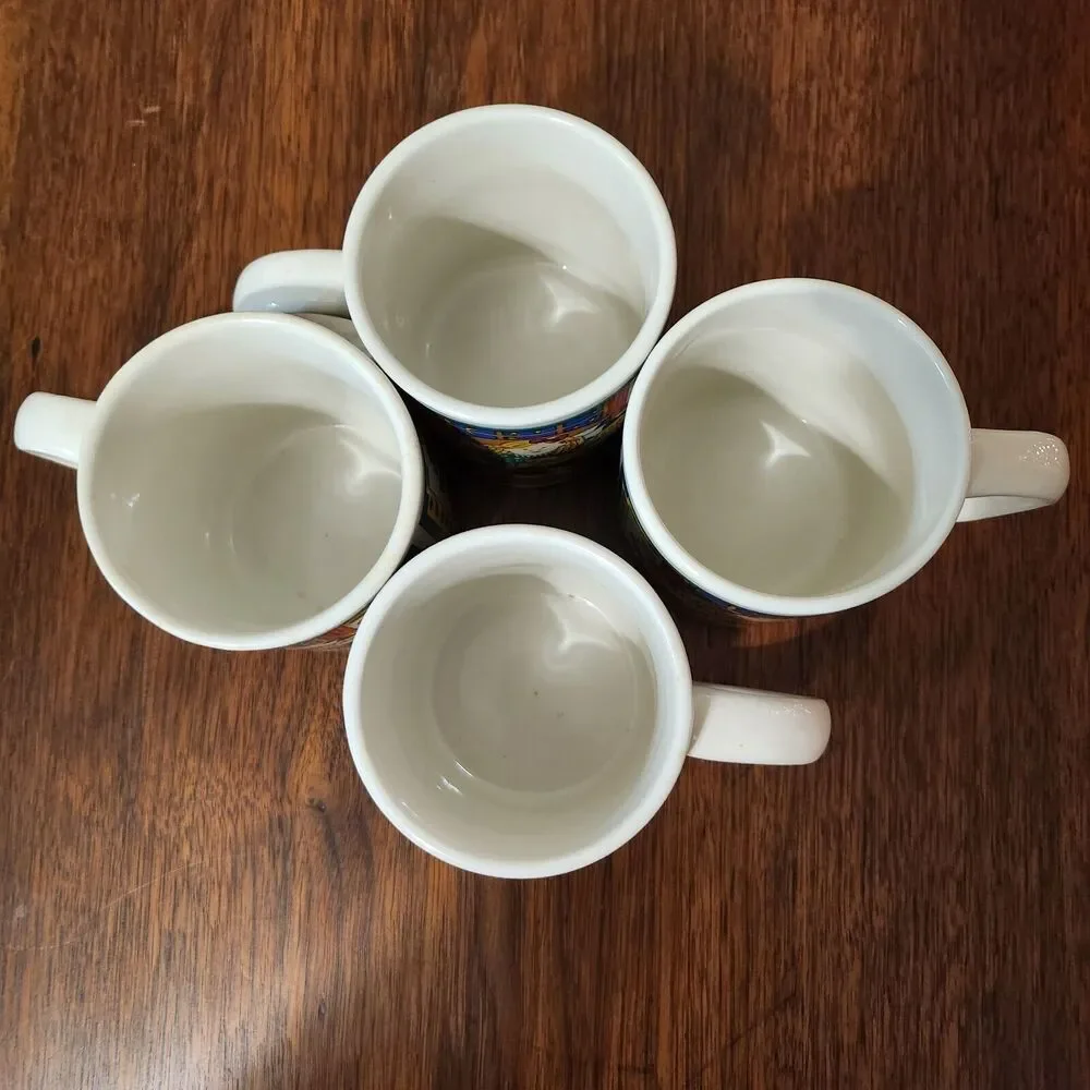Set of 4 Vintage Gibson Christmas Coffee Cup Mug 8 oz Christmas Cat